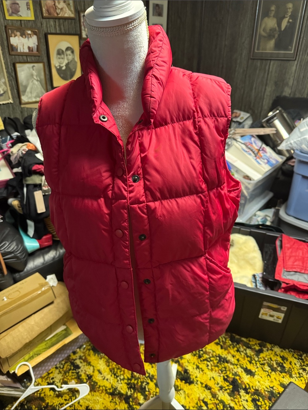 Lands' End Bright Red Quilted Puffer Vest